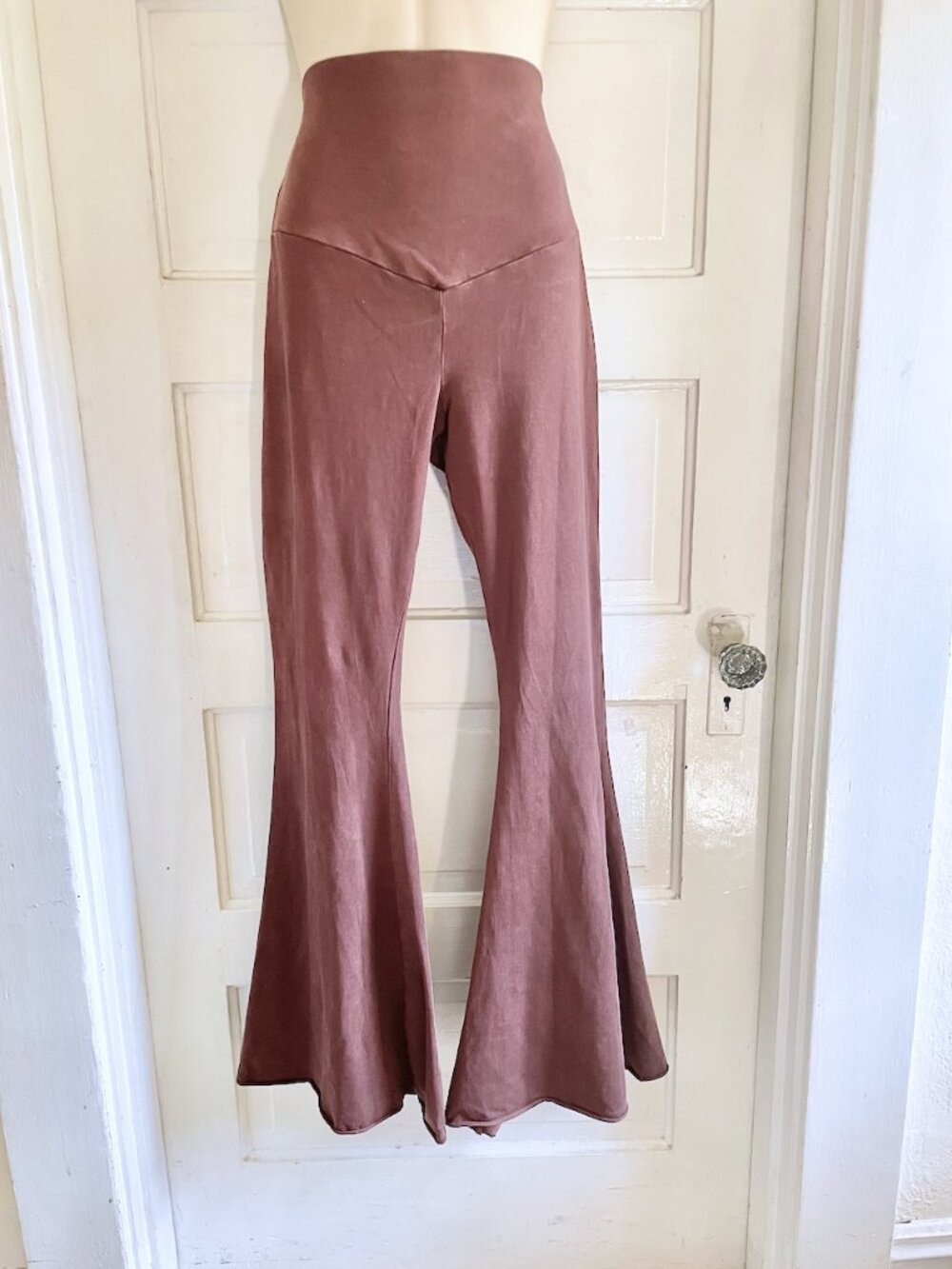 Purusha People Brown Flower Graphic Stretch Flare Leggings L